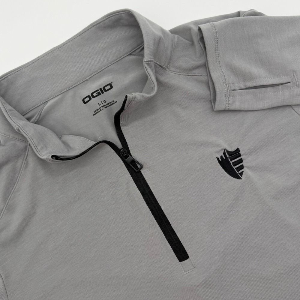 OGIO Mens Quarter Zip Pullover Gray Long Sleeve Active Top Thumbholes Size L